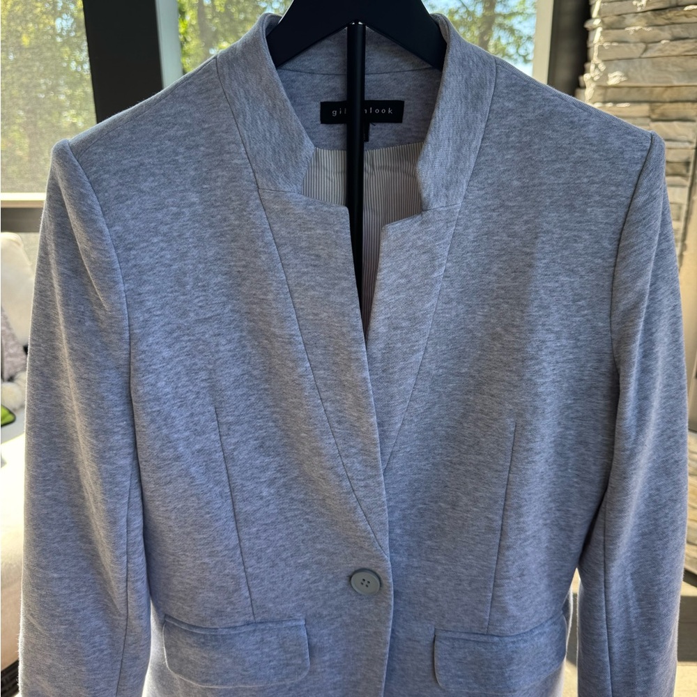 Gibson Light Gray Notch Collar Women's Blazer